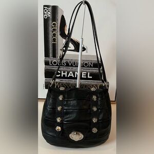 BODHI Black Pebble Leather studded Shoulder Bag